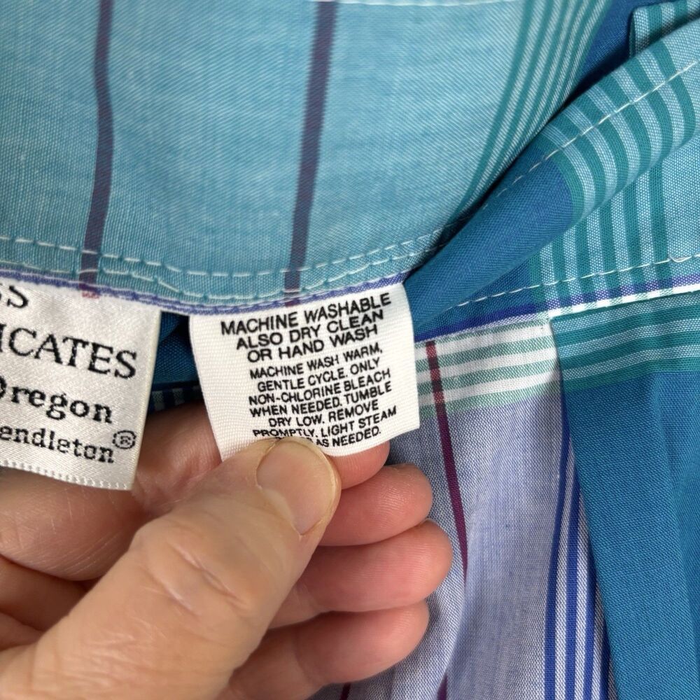 VTG Miss Sophisticates by Pendleton Teal Blue Plaid Skirt - Measures Size Small - Picture 7 of 13